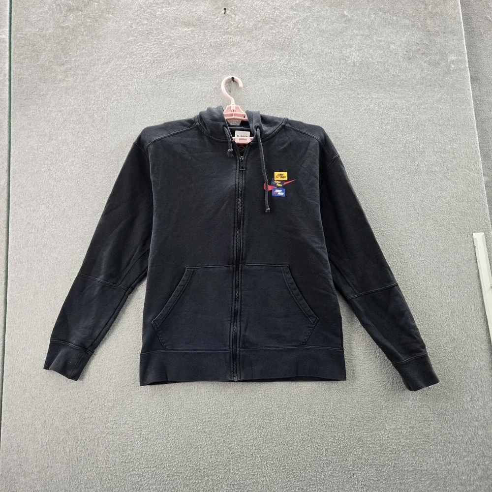 Jordan‎ Men Hoodie M Black Nike Logos Air Jumpman Logo Zipper Long Sleeve